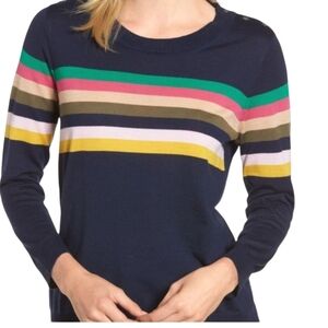 J. Crew Sweater In Multistripe With Shoulder Buttons Size Large